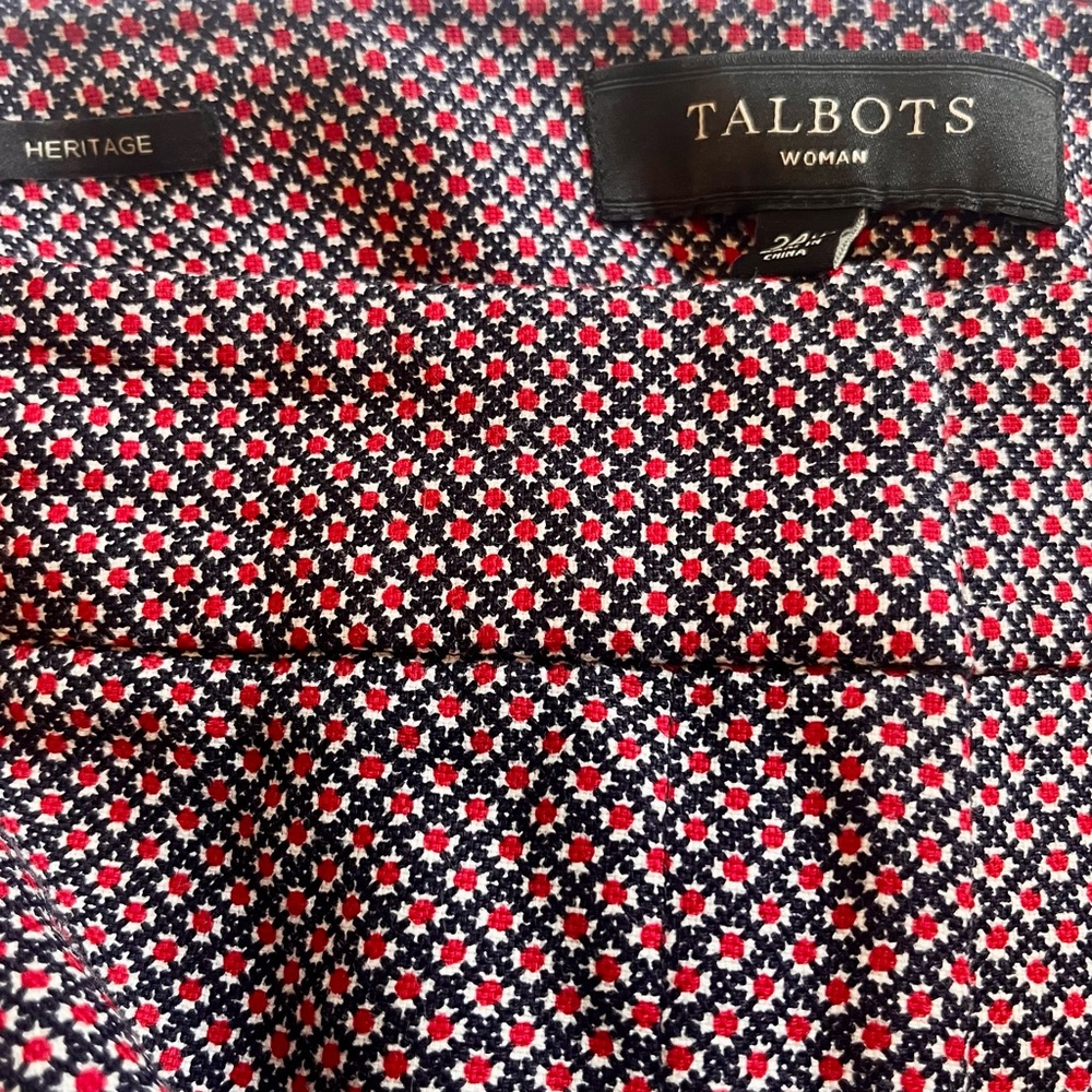 Talbots Heritage Woman Pants 24W | Geometric Print | Cropped Cotton-Modal Blend